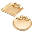 thumbnail image 1 of 2 Pcs Vintage Decorative Tray Storage Tray Dish Plate Jewelry Tray Trinket Storage Plate Rings Chain Bracelets Earrings Trays Cosmetics Jewelry Organizer Retro Design Bow-Knot Resin Plate (Gold), 1 of 5
