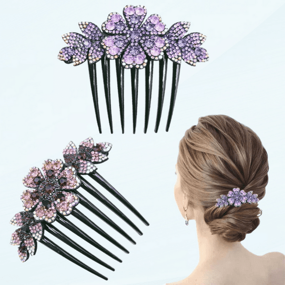 2 Pcs Vintage Flower Hair Side Combs Clip Rhinestone Hair Combs for Women Decorative Combs Hairpins Hair Accessories Hair Tools Wedding Party Daily