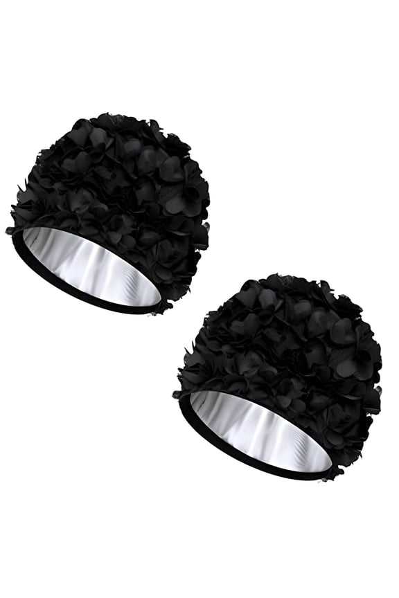 2-Pack Vintage Lace Slouchy Beanie, 3D Floral Head Wrap, Lightweight Breathable Knit Hat for Women, Adjustable Fit, Casual Headwear