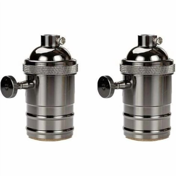 2 Pcs Vintage Lamp Socket, Edison Vintage Socket E27 Lamp Adapter with Switch Retro Vintage Chandelier Wireless Black