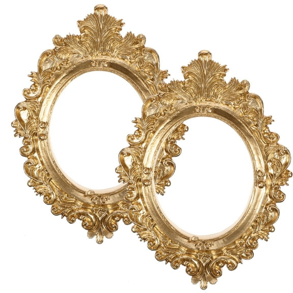 COSMOBETTY Photo Frame Golden 2Pcs 4.3X3In Resin Rectangular Wall Decor