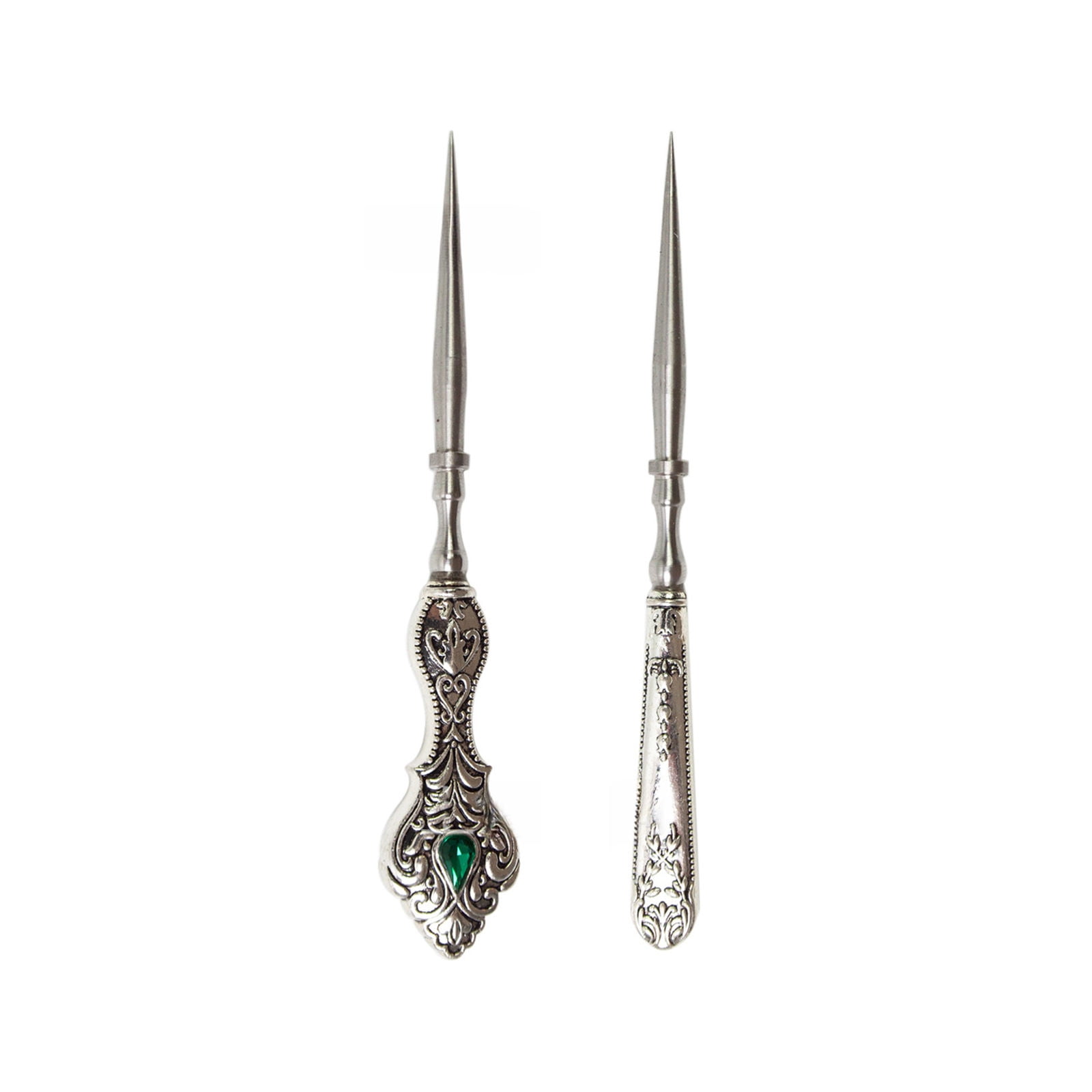 2 Pcs Vintage Sewing Awls Tailors Awl Ergonomic Grip Metal Sewing Awl Tool for Leather Work Embroidery Stitching