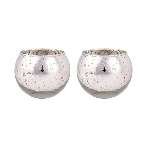 2 Pcs Votive Candle Holders Bulk- Blue Tealight Candle Holders for Wedding Decor, Mercury Glass Votives for Bridal Shower, Baby Shower Table Centerpieces