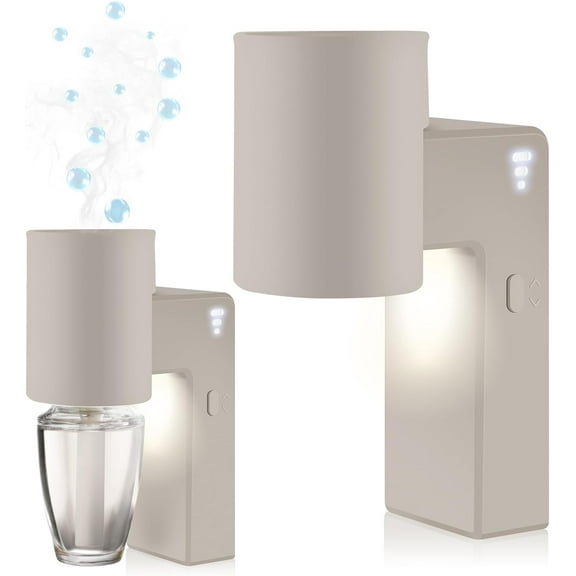 2 Pcs Wall Fragrance Plug in with Night Light Compatible with Bath and Body Works Wallflowers, with 3-Speed Adjustable Fragrance Essential Oil Diffuser for Home, Khaki