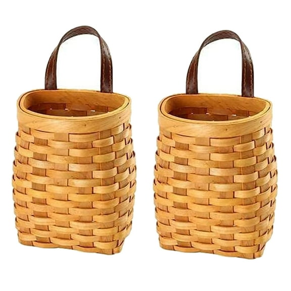 2 Pcs Wall Hanging Baskets Wall Storage Belly Basket Woven Hanging Basket Flowers Plant Decorative Boho Mounted Organizer Wall Basket for Kitchen Farmhouse Pantry Garden Door