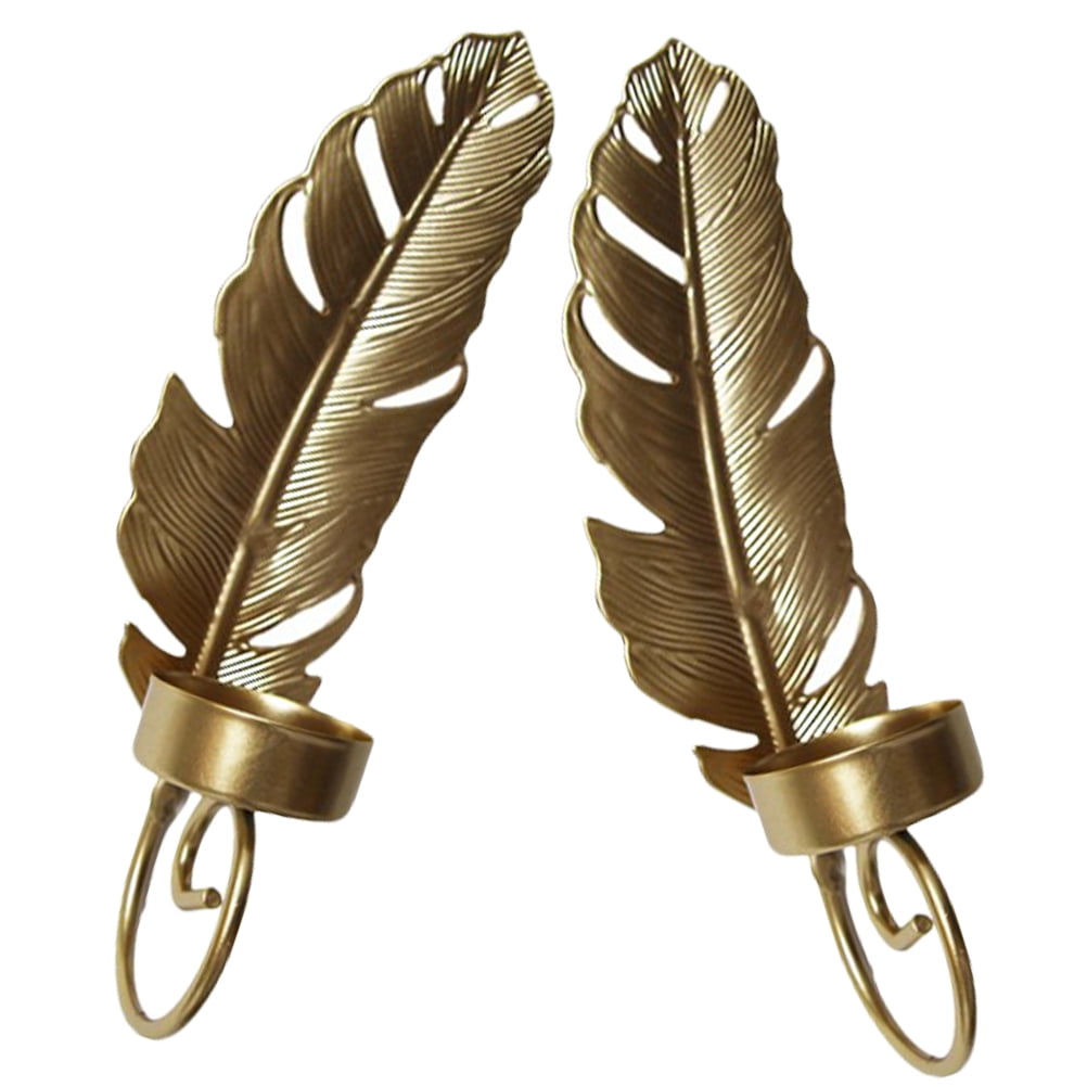 2 Pcs Wall Hanging Candle Holder Light Stand Leaf Design Tealight Metal Candlestick Decor