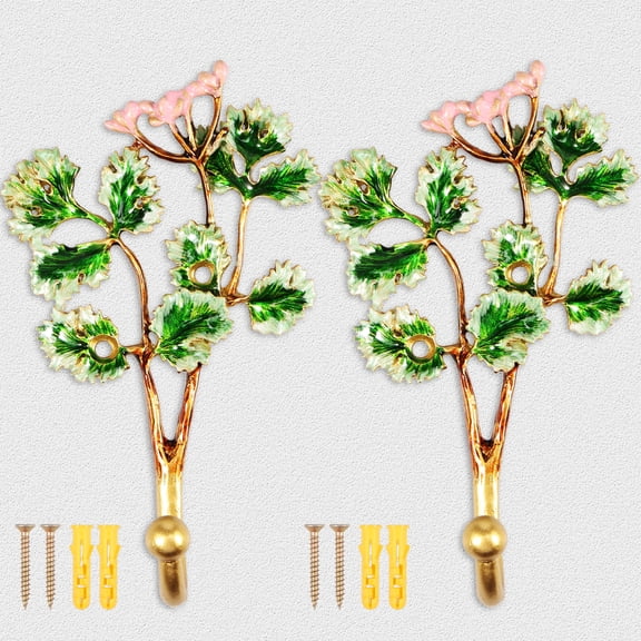 2 Pcs Wall Hooks with 4 Screws Vintage Wall Hook Set Decorative Wall Hooks Heavy Duty Wall Mount Hooks Elegant Wall Hangers for Hanging Clothes Towels Keys Hats