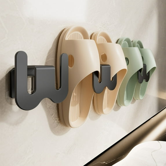 2 Pcs Wall Mounted Shoe Rack Organizer Hanging Shoe Organizer Shelf with Sticky No Hole Hook Shoe Rackeasiest Originality Non Marking Shoe Rack Space Saving for Living Room and Bedroom