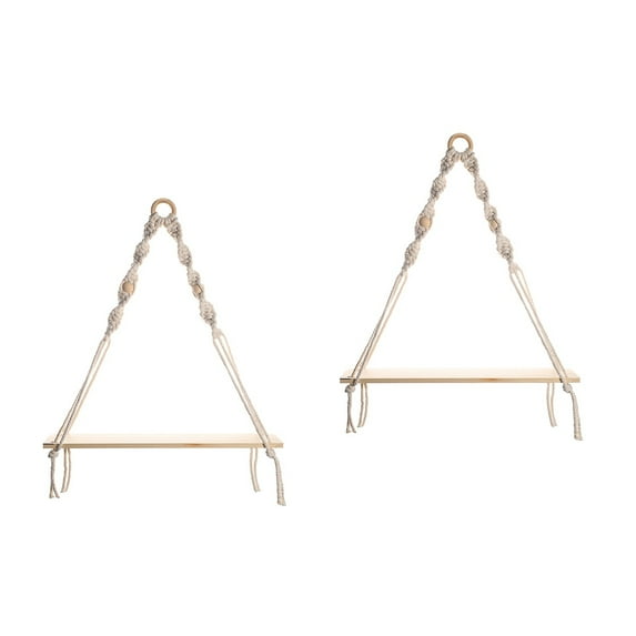 2 Pcs Bohemian Decor Shelving Tassel Rack Macrame Wall Shelf Design