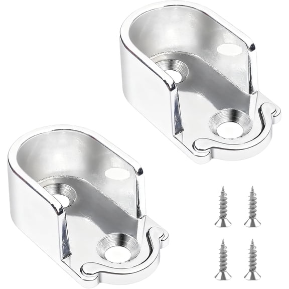 2 Pcs Wardrobe Rail Bracket, Stainless Steel Pole Brackets, Wardrobe Rails and Fittings, U Shaped Wardrobe Rail Support for Wardrobe Shower Bathroom Kitchen