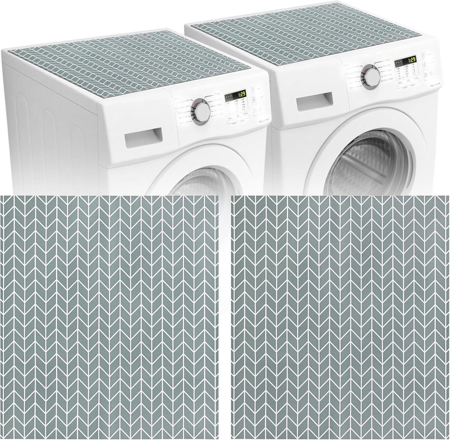 2 Pcs Washer and Dryer Covers for the Top, 19.7'' x 23.6'' Washer Dryer Top Protector Mat, Rubber Washing Machine Top Covers Non-Slip Scratch Protection Dust-Proof for Laundry Room Kitchen