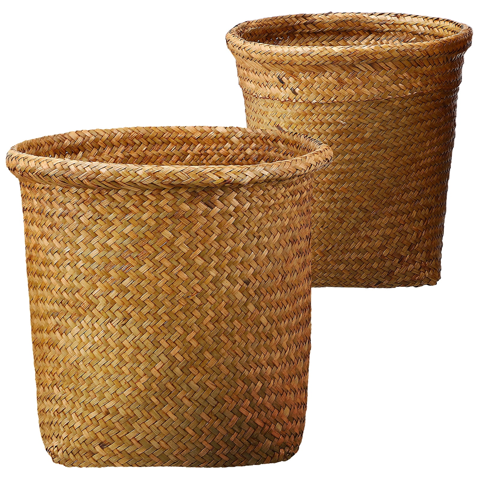 2 Pcs Waste Baskets Woven Waste Baskets Trash Cans Garbage Bins Laundry Hampers Storage Baskets