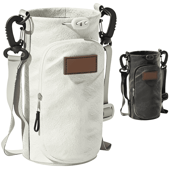 2 Pcs Water Bottle Bag, Crossbody Holder with Pocket, Adjustable Strap, Insulated Water Bottle Carrier, Drawstring Closure, 9.4 in, Portable Phone Pouch for Travel, Hiking
