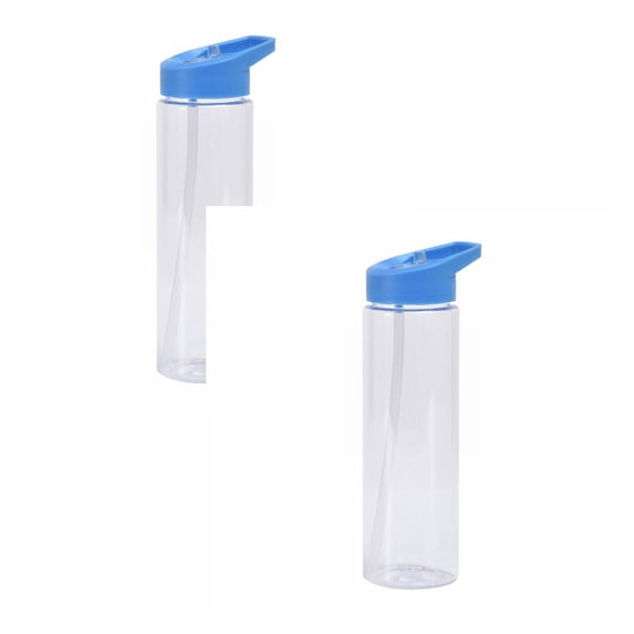 2 Pcs Water Bottle with Straw, 700ml Large Capacity Water Bottle with Handle, Wide Mouth Leakproof Drink Cup Light Weights and Portable for Outdoor Sport Travel, 2.75"x9.69", Clear B