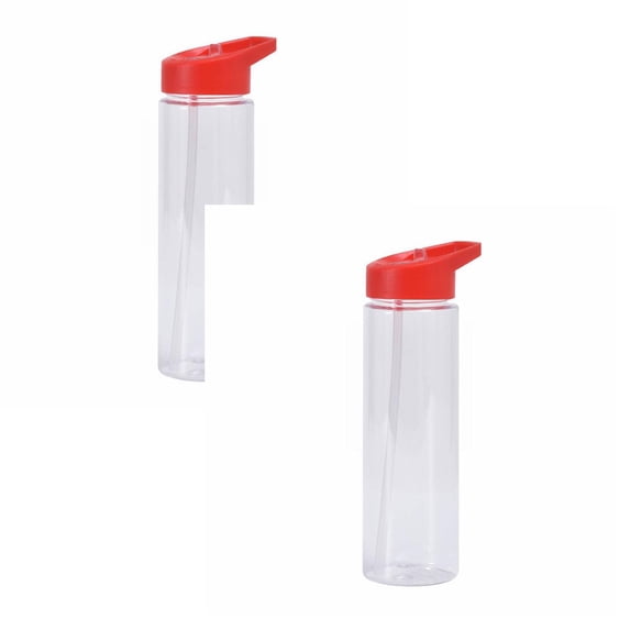2 Pcs Water Bottle with Straw, 700ml Large Capacity Water Bottle with Handle, Wide Mouth Leakproof Drink Cup Light Weights and Portable for Outdoor Sport Travel, 2.75"x9.69", Clear A