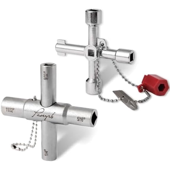 2 Pcs Water Key, Premium Silcock Key 4 Way, Multi-functional Water Key Shut Off Tool, Compact Water Meter Key for Hose Bib, Valve, Faucet and Spigot$$Tools & Hardware Other