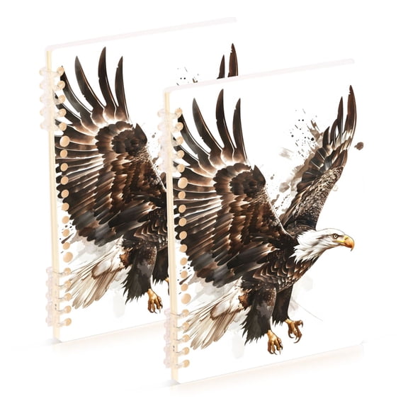 2 Pcs Watercolor Eagle Spiral Notebooks 60 Sheets 120 Pages A5 Journal Notepad 8.3x5.7 Inch Thick Adjustable College Ruled Paper