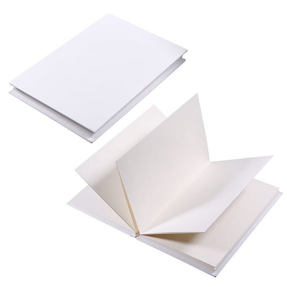2 Pcs Watercolour Hardback Concertina Blank Accordion-fold Design DIY Notebook Protable Journal Watercolor Sketchbook 6.4 x 4.3 Inch White