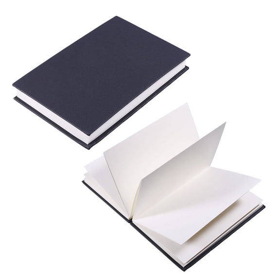 2 Pcs Watercolour Hardback Concertina Blank Accordion-fold Design DIY Notebook Protable Journal Watercolor Sketchbook DIY 6.4 x 4.3 Inch Black