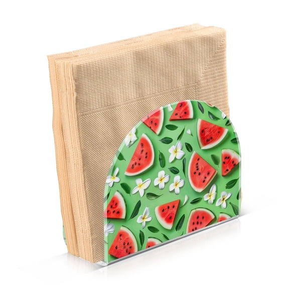 2 Pcs Watermelon Slices and Flower Napkin Holder for Table Acrylic Clear Tissue Dispenser Stand Kitchen Dining Bar Tabletop Picnic Restaurant Decor