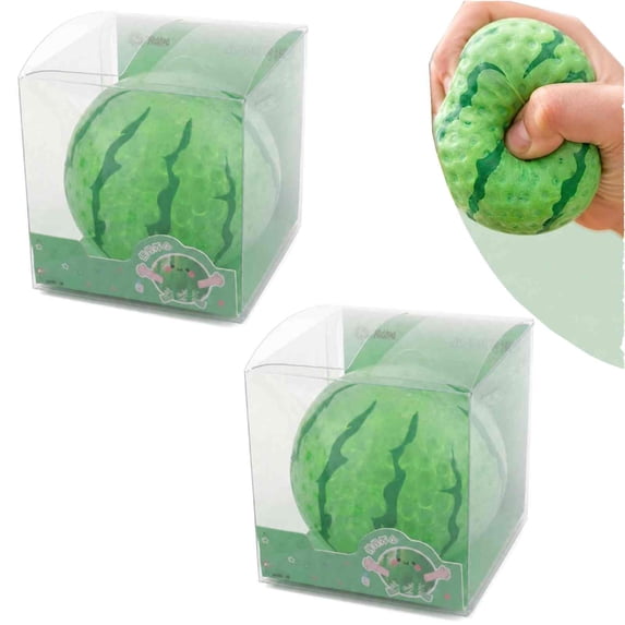 2 Pcs Watermelon Squishy, Watermelon Stress Balls, Fruit Squishies for Stress Relief, Slow Rise Pressure Release Toy Party Favor (Green-2PCS)