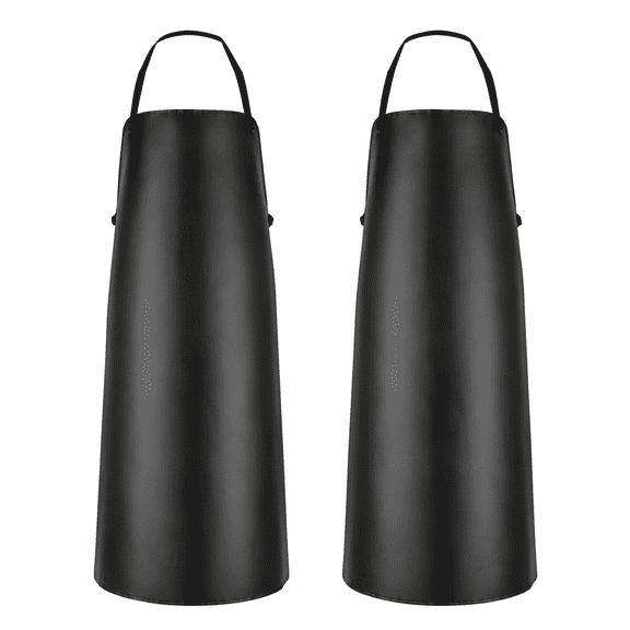 Generic Waterproof Leather Apron 2 Pack, Heavy Duty Black Work Apron with Adjustable Neck Strap