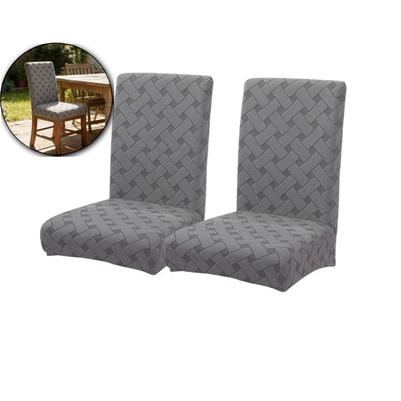 2 Pcs Waterproof Chair Covers for Dining Room, Stretch Jacquard Dining Chair Slipcovers Removable Washable Chair Protector for Kitchen, Hotel, Restaurant