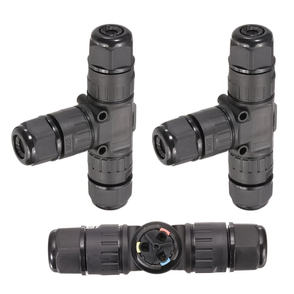2 Pcs Waterproof Junction Box 3 Pin T Type Wire Connector for Wire Range 9-12mm