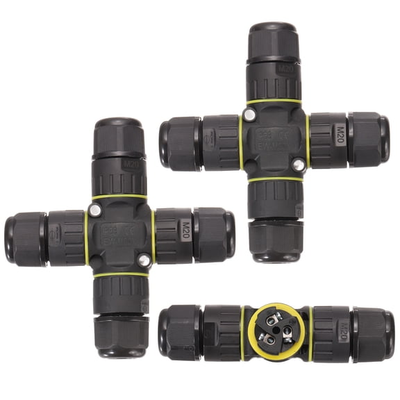 2 Pcs Waterproof Junction Box M20 3 Pin Wire Connector for Wire Range 5-9mm