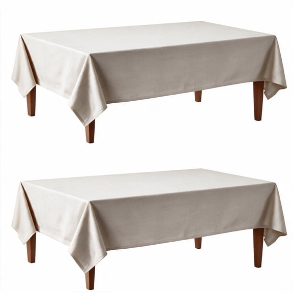 2 Pcs Waterproof Linen Tablecloths 55.1 Inch 70.9 Inch, Oil Resistant No Wash Solid Table Cover, Minimalist French Rectangular Table Cloth For Dining Room, Kitchen & Home Indoor Decoration