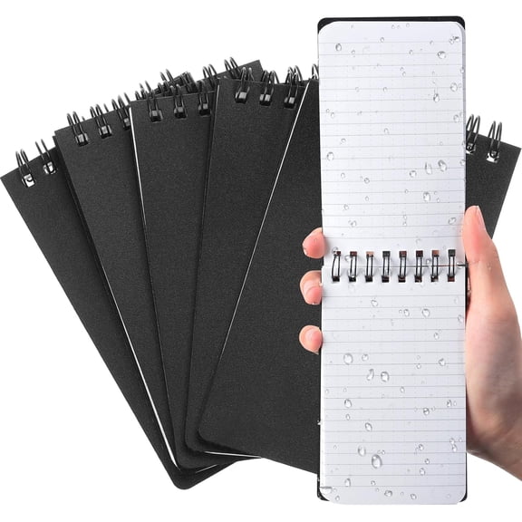 2 Pcs Waterproof Notebook Graph Paper 3" x 5" All Weather Pocket Notepads Police Notepad Spiral Notebook Steno Pads Memo Grid Lines Pads Journal for Office (Black)