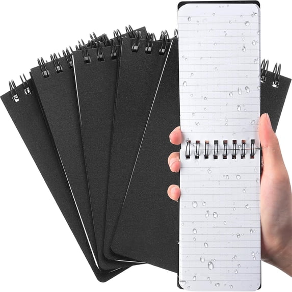 2 Pcs Waterproof Notebook Graph Paper 3" x 5" All Weather Pocket Notepads,Spiral Notebook, Steno Pads Memo Grid Lines Pads Journal for Office (Black)