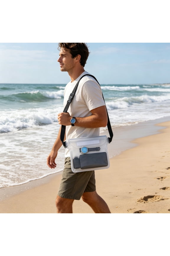 2 Pcs Waterproof Pouch with Adjustable Waist Strap | Screen Touch Sensitive Dry Bag,Keep Your Phone and Valuables Dry,Perfect for Swimming Kayaking Boating Fishing Beach Diving(White)