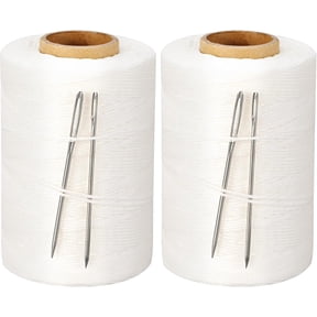 2 Pcs Waxed Twine 656 Feet Sail Repair Kit with Sail Needle Waxed String White Twine Wax Polyester Cord Whipping Twines for Leather Rope Whipping Canvas Work Tie Dye String Lashing Tying