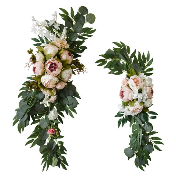 2 Pcs Wedding Arch Flowers Kit, Artificial Peony Flower Swag, Champagne Peony Floral