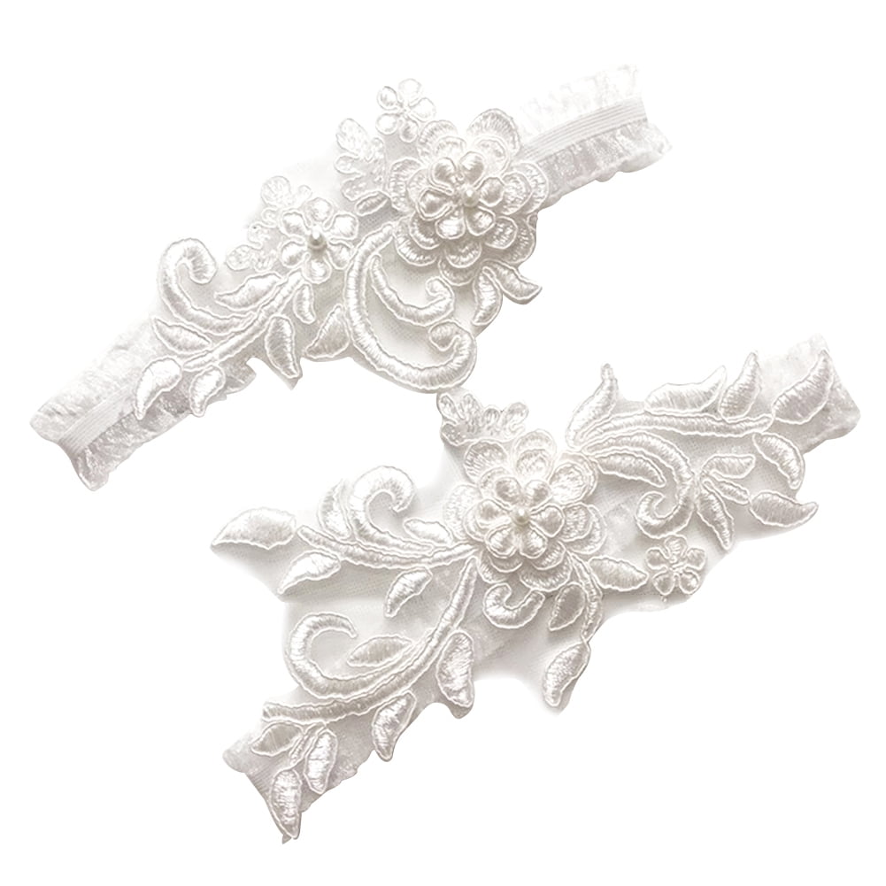 2 Pcs Wedding Garters Bride Bridal Flower Lace Garter Set;2 Pcs Wedding Garters Bride Bridal
