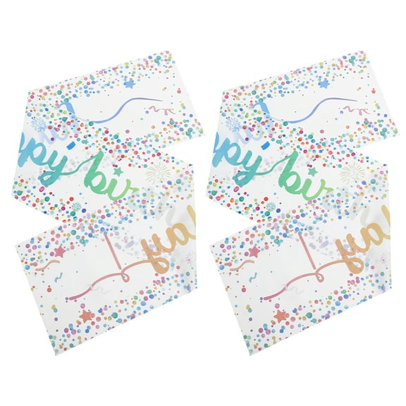 2 Pcs Wedding Paper Cup Table Runner Mother 180.00X35.00X0.20CM White
