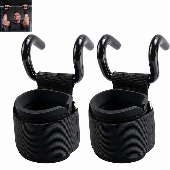 2 Pcs Weight Lifting Hooks, Gym Pull Support Hook Grips with Wrist Straps, Weightlifting Hooks for Deadlifts Pull-ups Rows, Grip for Men Women