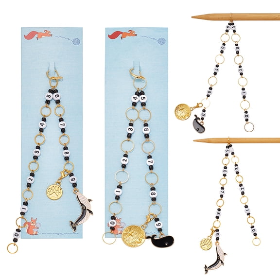 2 Pcs Whale Knitting Row Counter Chains Chain Row Counter Knitting Stitch Counter Stitch Counters for Knitting Crochet Tracking Project ProgressDIY