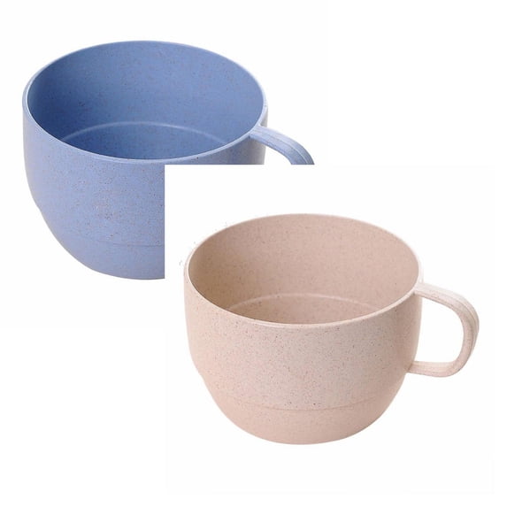 2 Pcs Wheat Straw Cup, Small Wheat Straw Breakfast Cups, Unbreakable Coffee Mug Milk Cup Tableware Cups Fall Resistant Lightweight Coffee Mug for Juice Tea Porridge Oats
