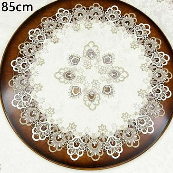 2 Pcs White 33.46inch Lace Tablecloth, Round Tablecloth Lace Floral Table Cover Dustproof Home Festival Table Cloth for Dinner Table, Coffee Table, Book Desk, Storage Table Etc
