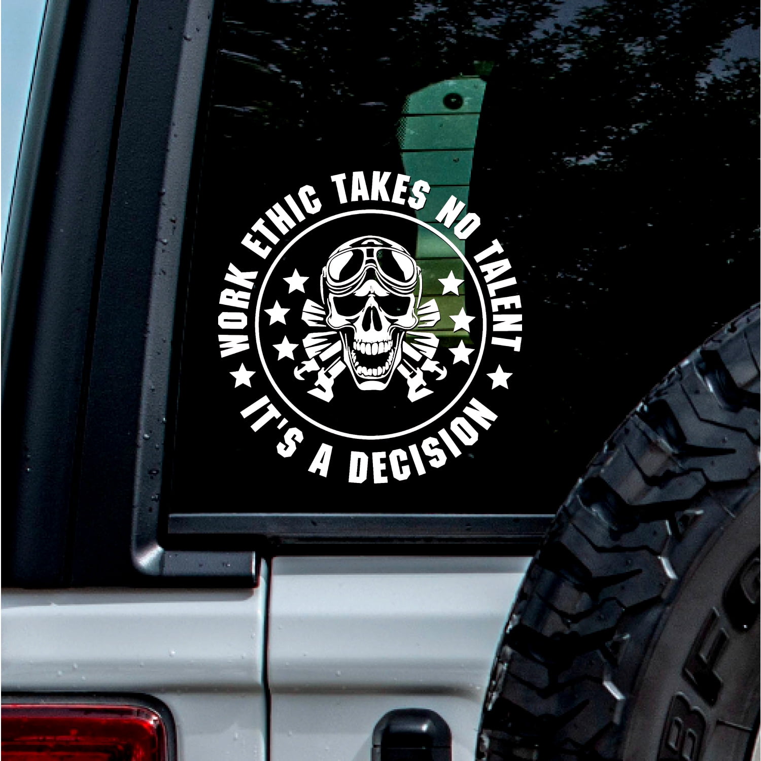 (2 Pcs, White, 5.6'' X 5.7'') Work Ethic Takes No Talent Hard Hat ...
