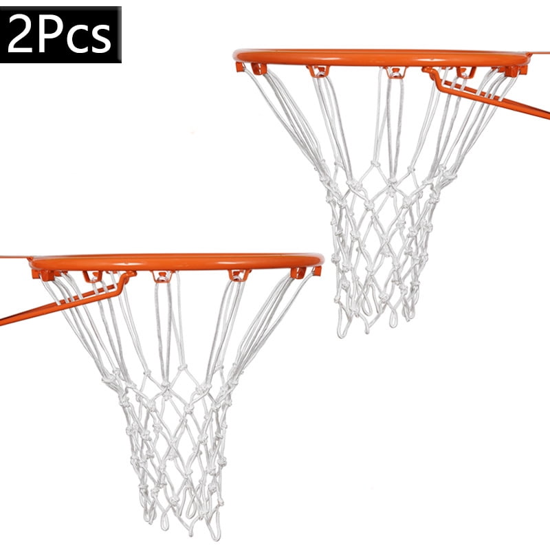 2 Pcs White Basketball Net Replacement Nylon Woven Rope Basketball Hoop Nets Fits Standard Indoor or Outdoor Rims，21inch