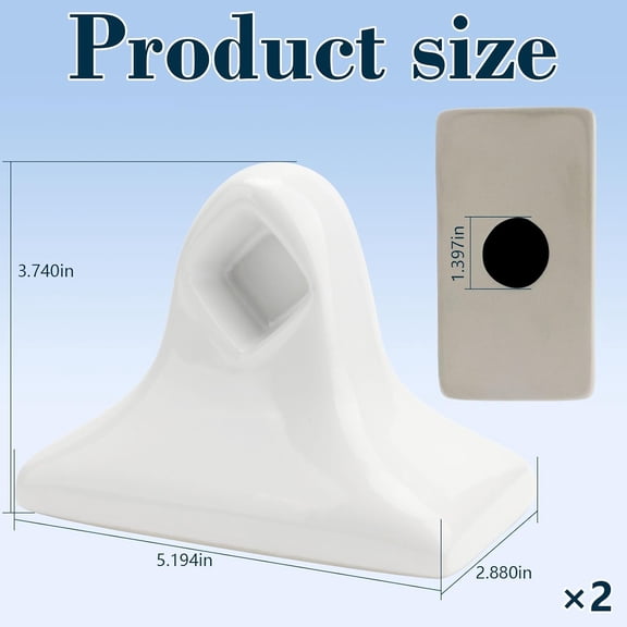 2 Pcs White Ceramic Towel Bar Holder Posts, Mid Modern Vintage Set Wall/Tile Mount for Bathroom & Kitchen
