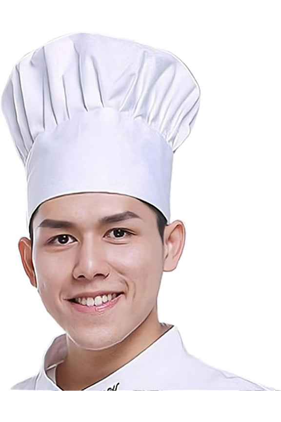 2 Pcs White Chef Hat for Men Women Adults,Elastic Band Adjustable Cotton Chefs Hat Hibachi Chef Works Hats Chef Cap Cook Hat