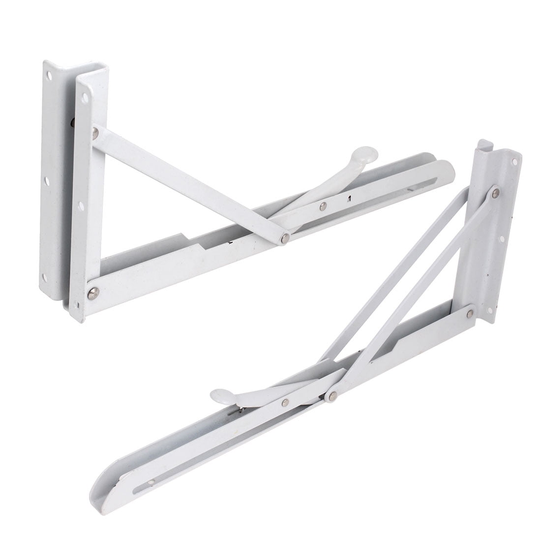 2 Pcs White Metal Release Catch Support Bench Table Collapsible Shelf Bracket 14"