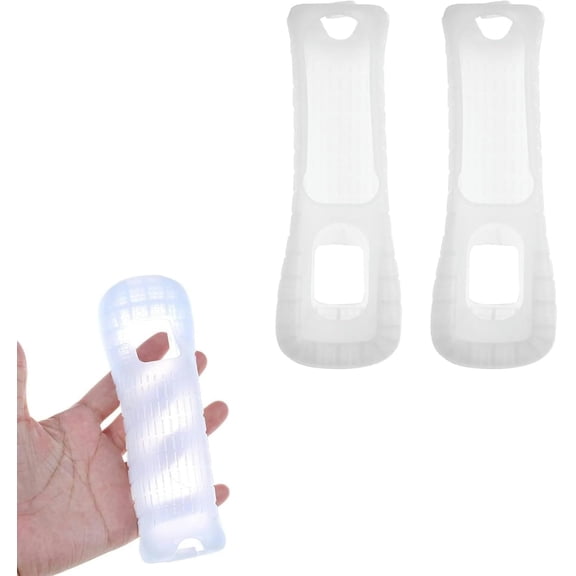 2 Pcs White Silicone Soft Cover Case Protective Sleeve Game Controller Accessories Compatible with Nintendo Wii Remote