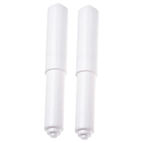2 Pcs White Toilet Paper Holder Spring Loaded Roller Replacement Rod Universal Plastic Toilet Tissue Roll Holder Insert Plastic Retractable Paper Rod for Bathroom Home, 4.33"x0.3"x0.55", White
