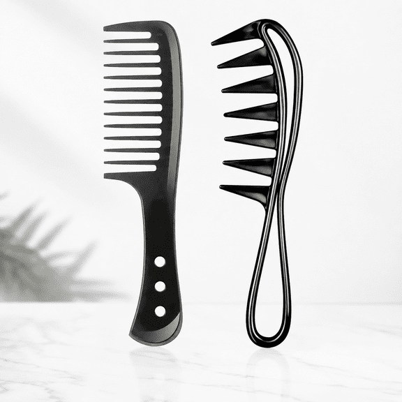 2 Pcs Wide Tooth Shark Teeth Comb for Curly Wet Wavy Hair Wigs Unisex