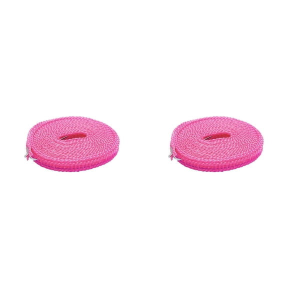 2 Pcs Windproof Nylon Clotheslines with Hooks, Adjustable Clothes Drying Rope, Travel Clothes Line, Portable Laundry Line for Indoor, Outdoor, Camping, Home, Hotel, 16.4 Ft